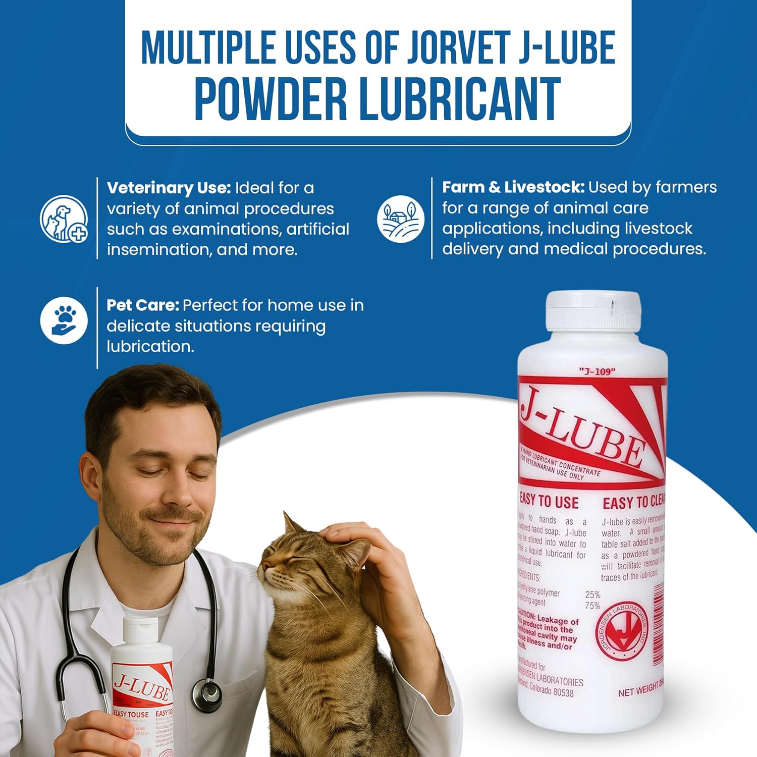 Buy now JorVet J-Lube Powder Lubricant | Easy-Mix Formula, Non-Irritating & Mess-Free | 10oz Bottle Makes 6-8 Gallons | Trusted for Veterinary & Obstetrical Use | Safe, Smooth & Easy to Clean | Red White at indiglob india