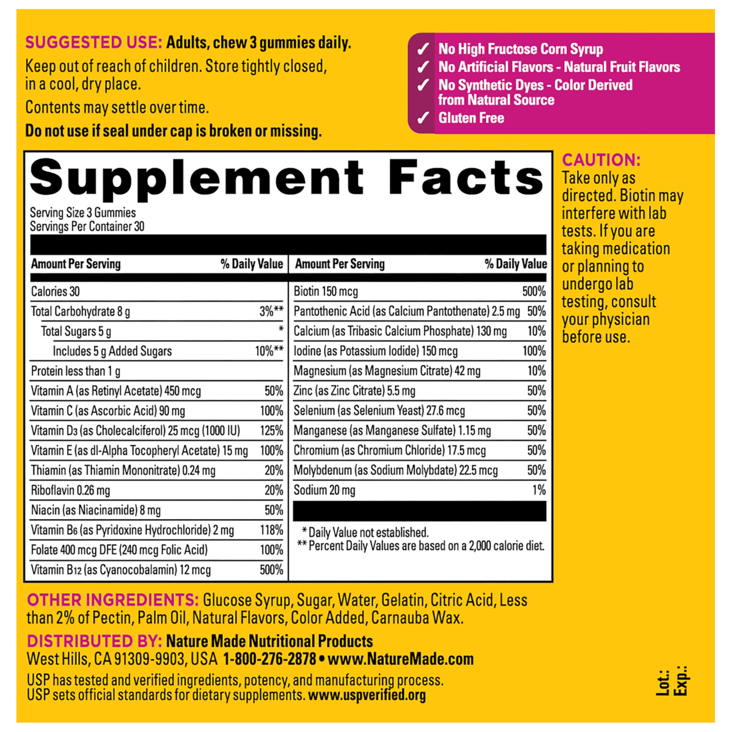 Nature Made Advanced Womens Gummy Multivitamins, 90 Multi Vitamin Gummies | Multivitamin Gummies for Women with Magnesium Citrate, Calcium, & B Vitamins, Daily Nutritional Support, 30 Day Supply