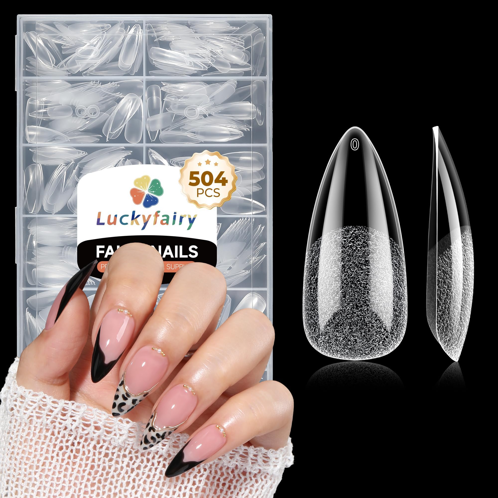Luckyfairy Half Cover Duck Nail Tips 504 Pcs Duck Press on Nails Clear Soft Gel Short Duck Nail Tips 11 Sizes Wide French False Nails for Acrylic Nails Professional for Y2K Art Salon