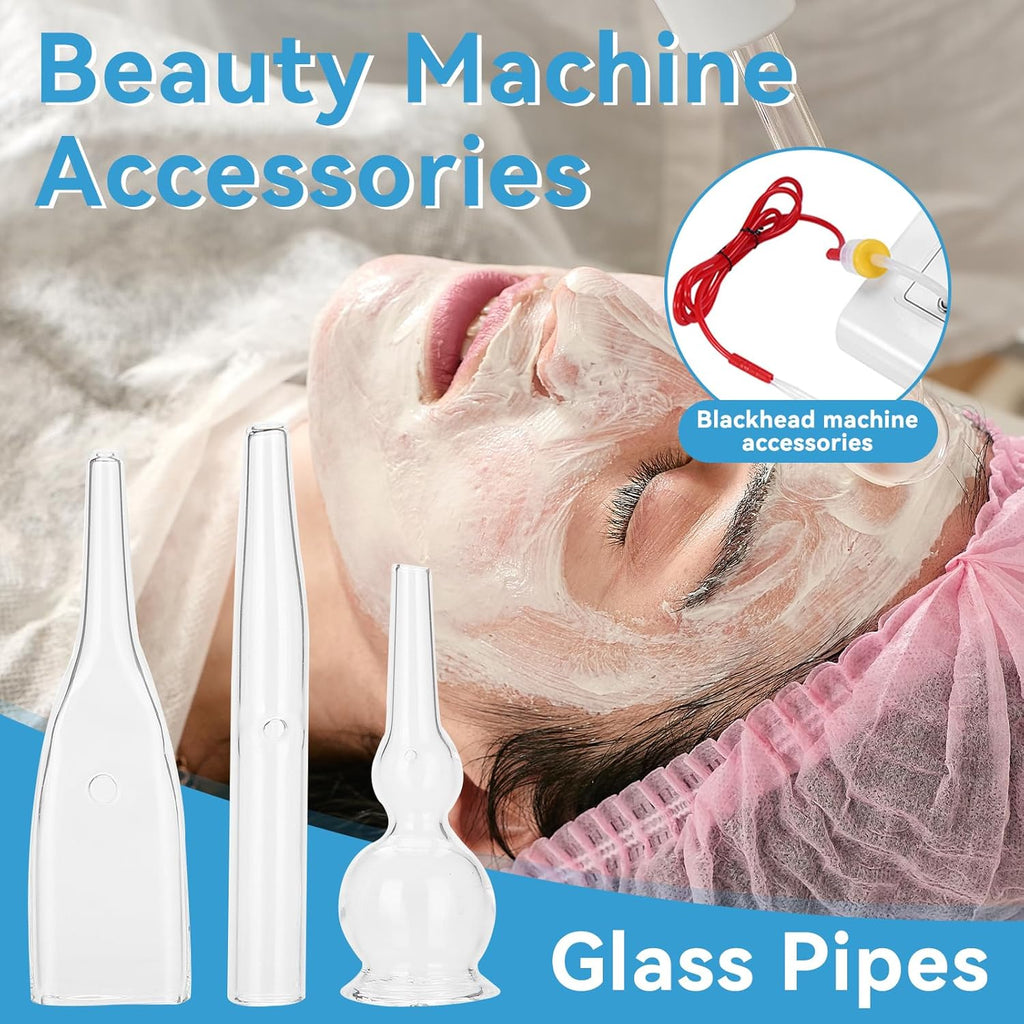 Buy now 3pcs Vacuum Glass Tube Kit, Blackhead Removal Facial Suction Pore Vacuum Cleaner for Face Cleanser Blackhead Removal Machine Microdermabrasion Machine Accessories at indiglob india