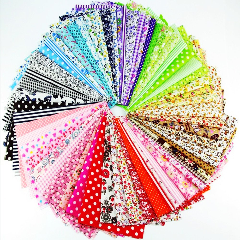 60 Pcs 4" x 4"(10cm x 10cm) Assorted Craft Fabric Bundle Squares Patchwork