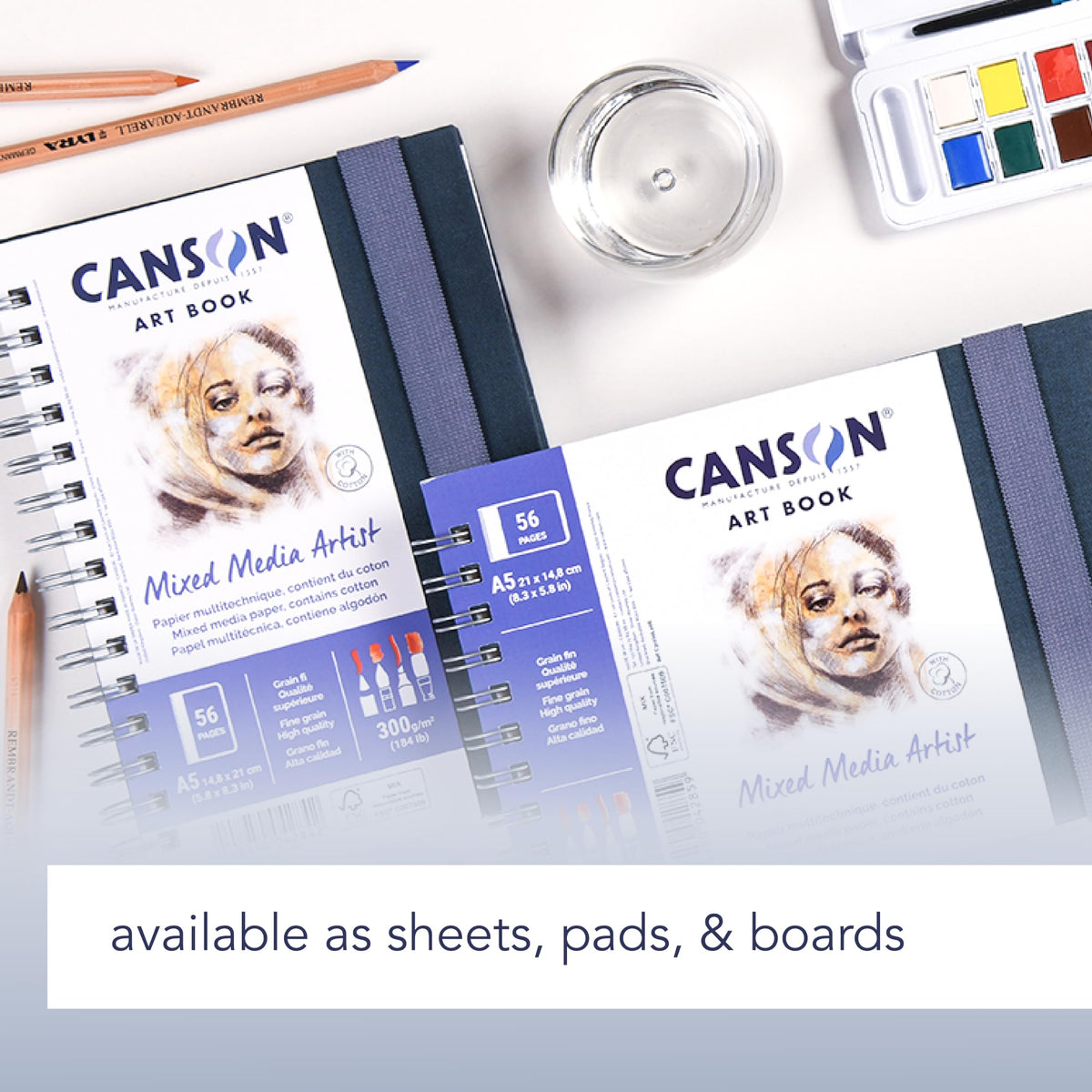 Canson Artist Series Mixed Media Paper, Wirebound Pad, 5.5x8.5 inches, 30 Sheets (138lb/224g) - Artist Paper for Adults and Students - Watercolor, Gouache, Graphite, Ink, Pencil, Marker