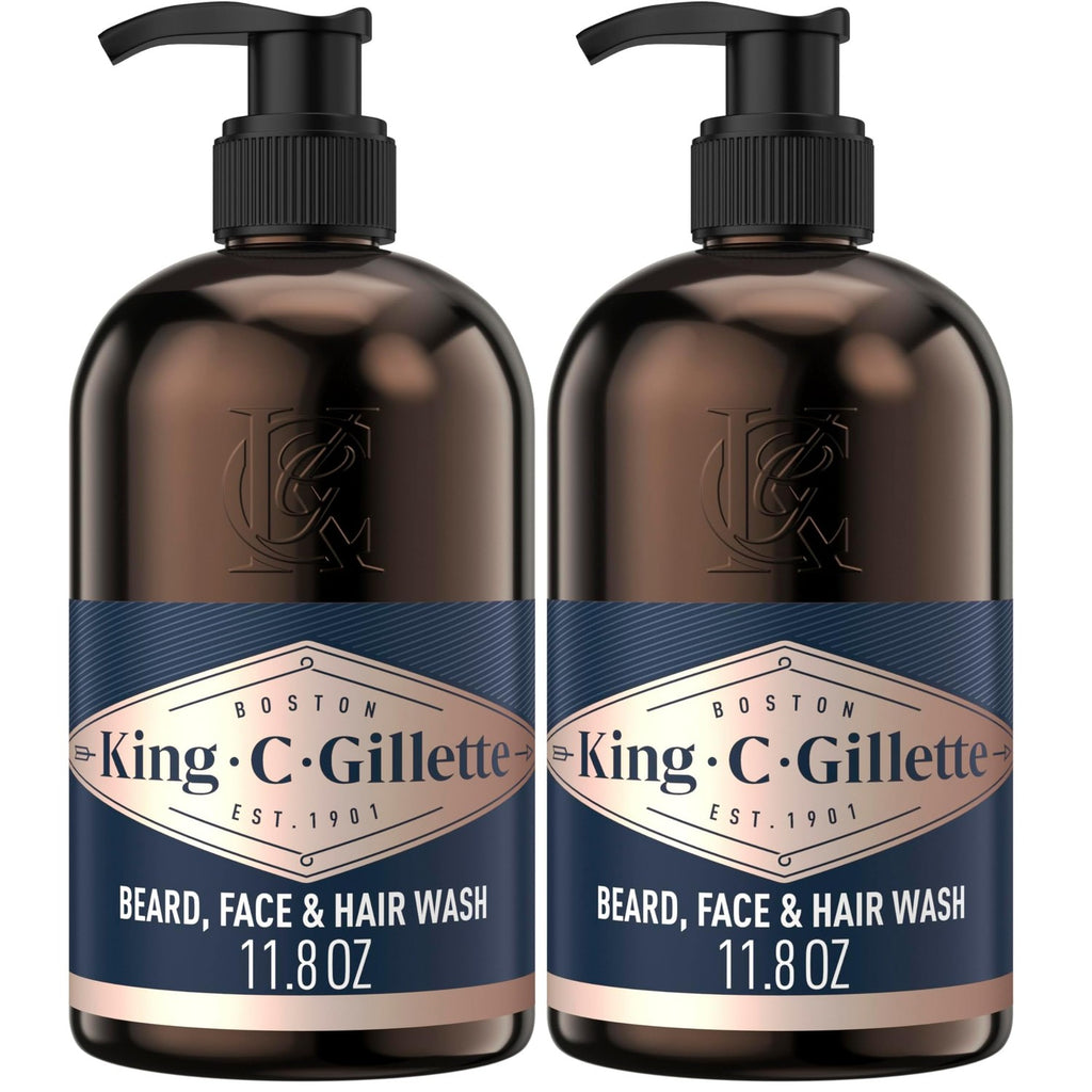 King C. Gillette Beard Wash, Mens Face Wash, 11.8 oz, Infused with Argan Oil and Avocado Oil to Cleanse Hair and Skin