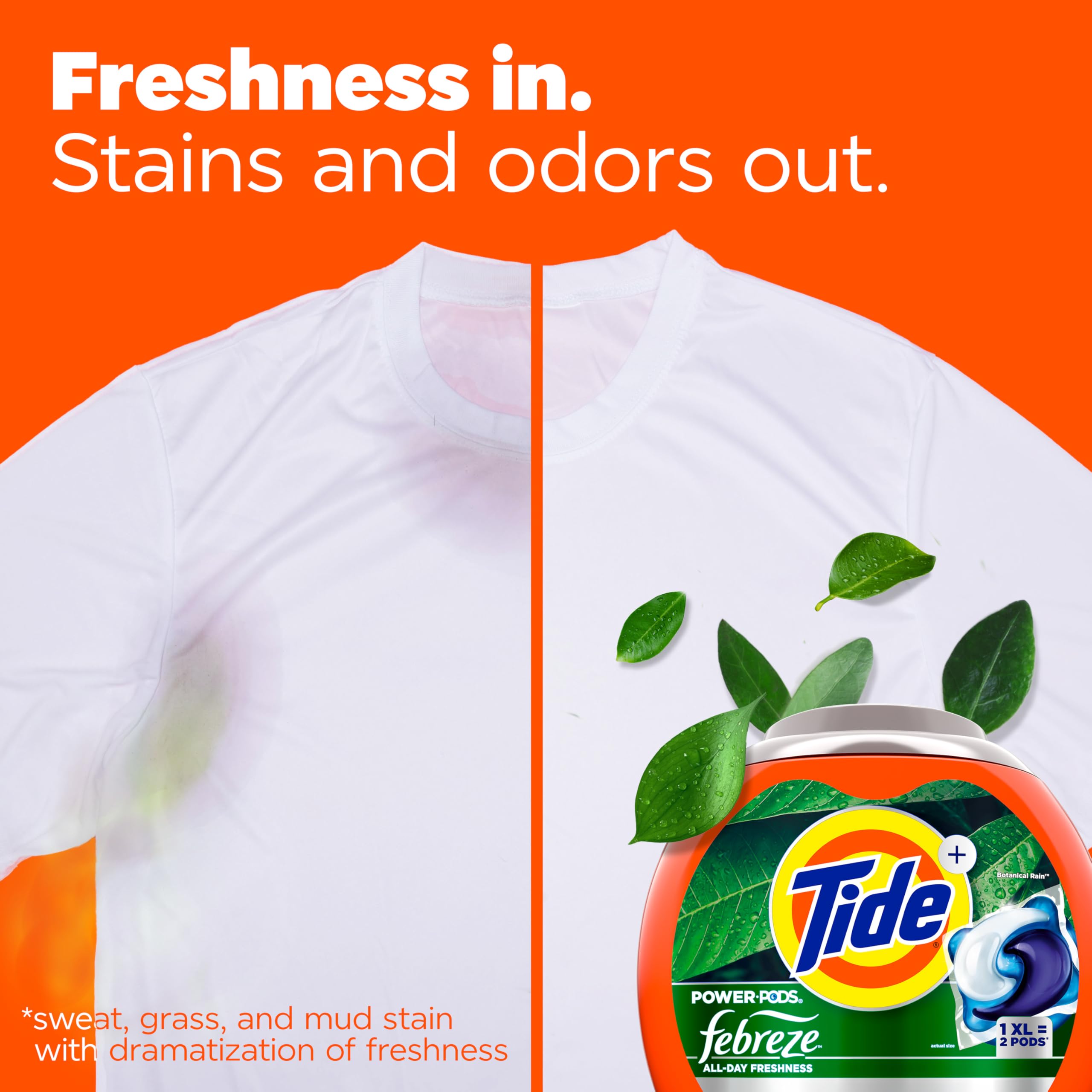 Buy now Tide Power Pods with Febreze Laundry Detergent Pacs, 45 Count, Botanical Rain Scent, All-Day Freshness at indiglob india
