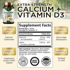 Calcium 1200 mg with Vitamin D3 - Bone Health Supplement, Vitamin D & Calcium Supplements for Women & Men - Bone Strength, Teeth & Immune Support, Nature's Calcium Pills, Bottled in USA - 180 Tablets