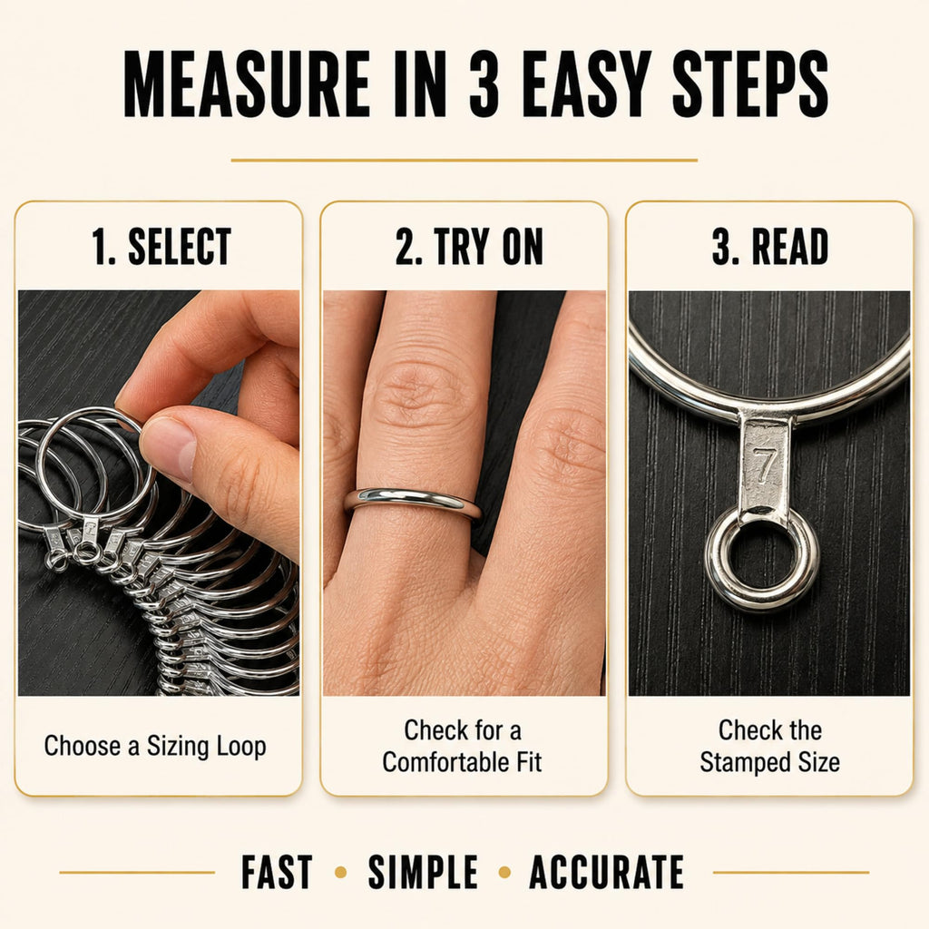 Ring Sizer Measuring Tool Stainless Steel Finger Rings Gauge 0-13 Sizing Measuring with Half Size 27 Pcs