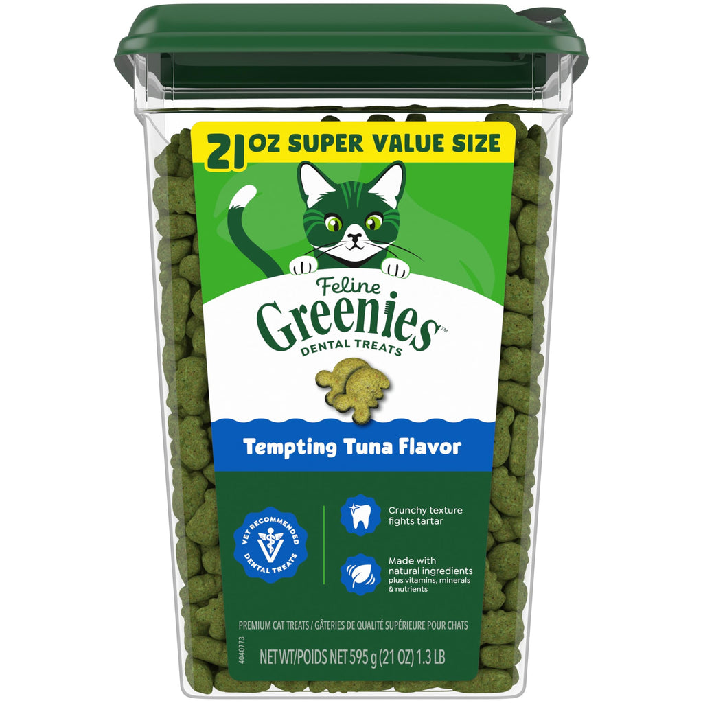 Buy now Greenies Cat Treats, Veterinarian-Recommended Adult Natural Dental Cat Treats, Tempting Tuna Flavor, 21 oz. Tub at indiglob india