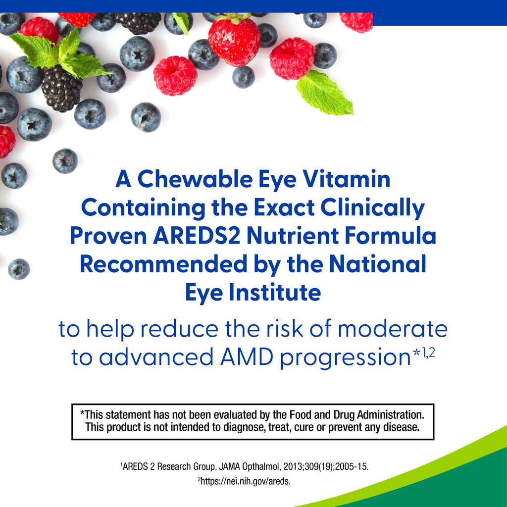 PreserVision AREDS 2 Chewable Eye Vitamins, Mixed Berry, 60 Tablets | AREDS 2 formula, lutein & zeaxanthin, vitamin C, E, zinc, copper, macular support* Vitamins, #1 eye doctor recommended brand1