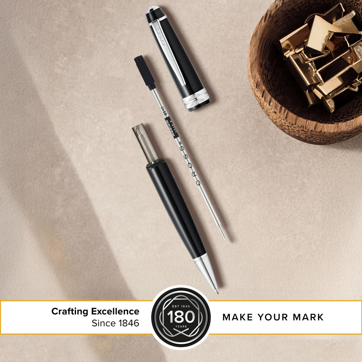 Cross Ballpoint Pen Refill, Black, Medium Point, 2-Pack Refill Set