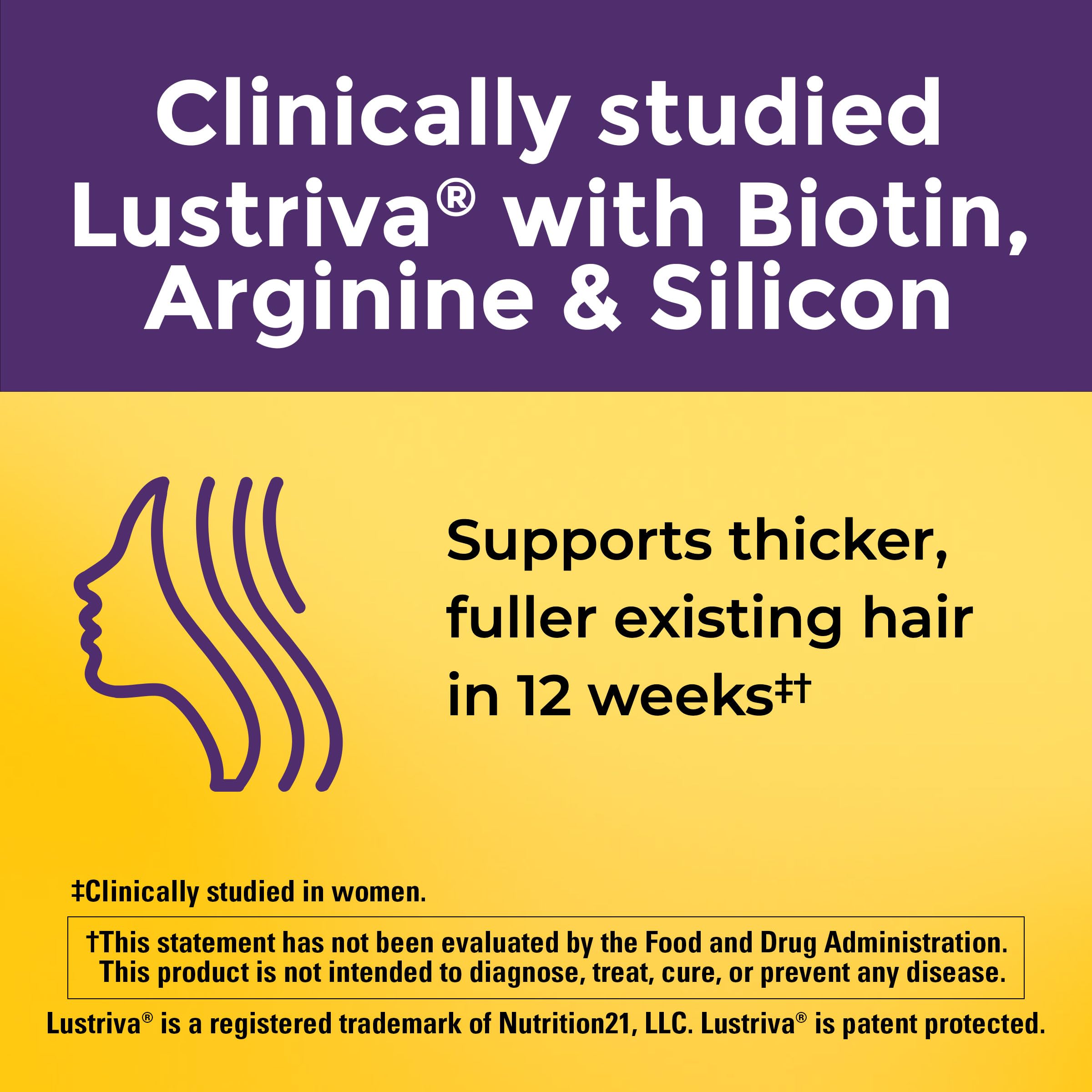 Nature Made Hair-Growth Softgels, Clinically Studied Lustriva + Biotin, Vitamin C & A, Hairs Growth Vitamins - Support Healthy Hair as You Age, 30 Softgels, 30 Day Supply, (Pack of 2)