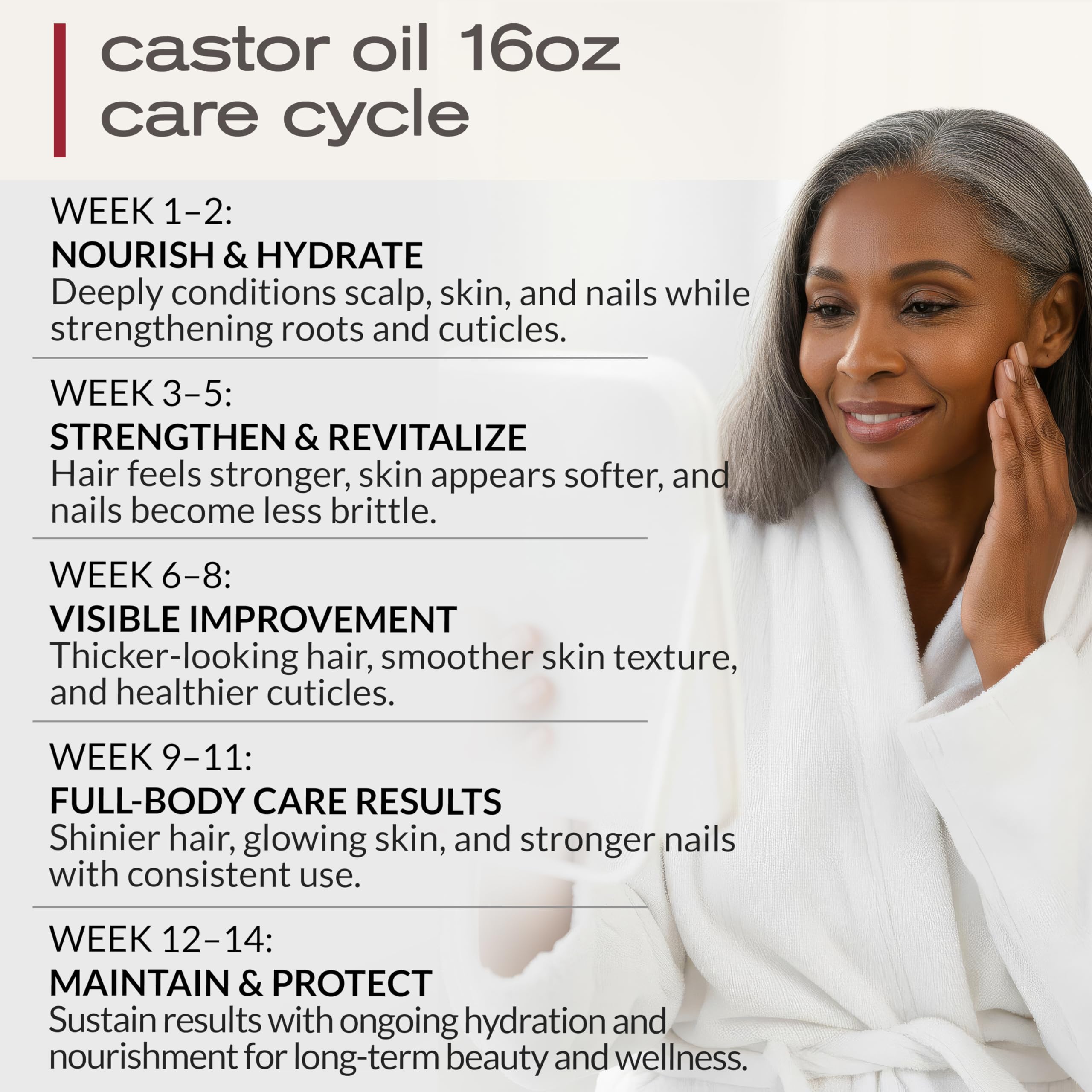 USDA Organic Castor Oil, 100% Pure Cold-Pressed Hexane-Free, 16 Oz | For Hair Growth, Stomach, Fuller Lashes & Brows, Skin Nourishment – Ricinoleic Fatty Acids, Unrefined, Glass Bottle with Pump