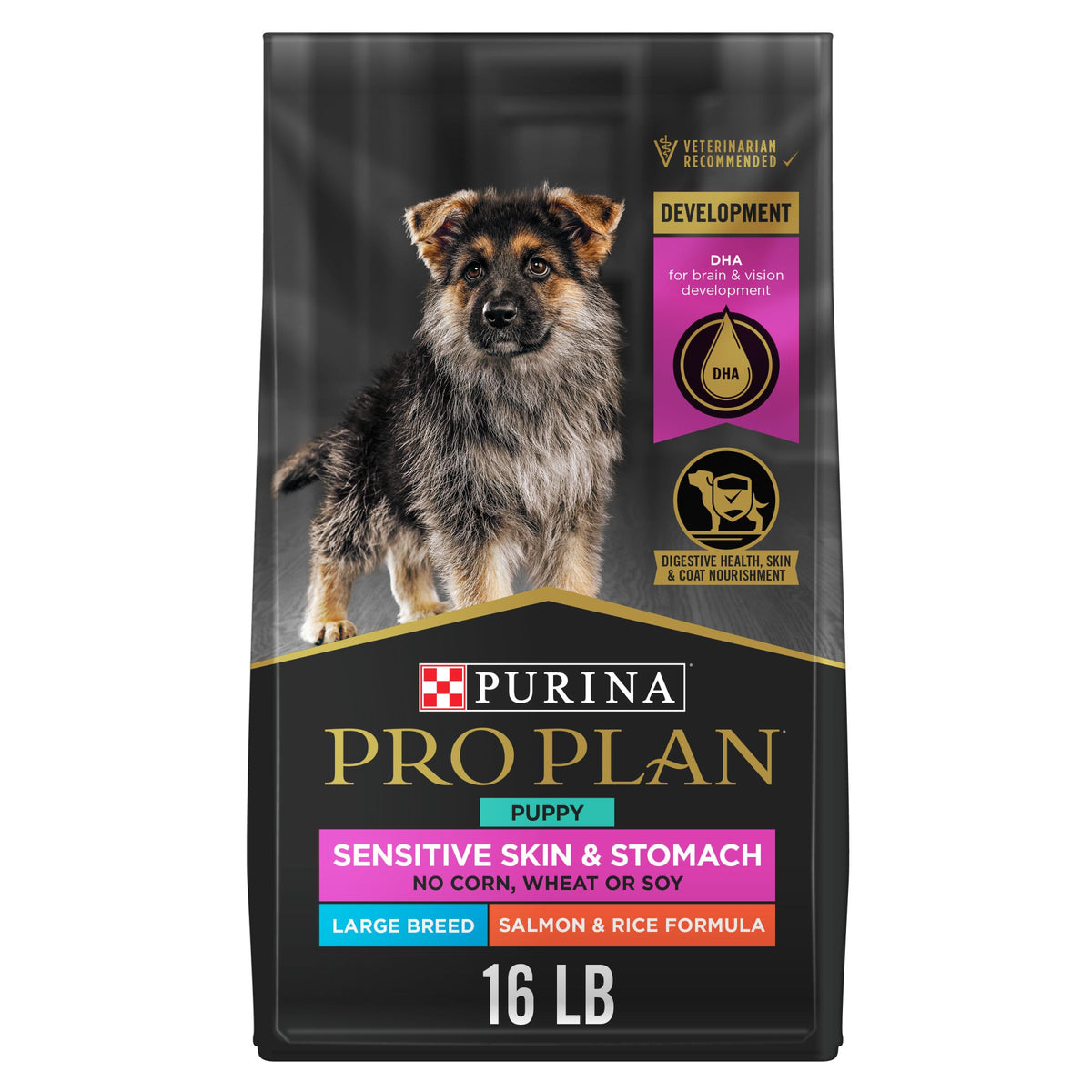 Purina Pro Plan Sensitive Skin & Stomach Puppy Dog Food, Large, 16 lb Bag