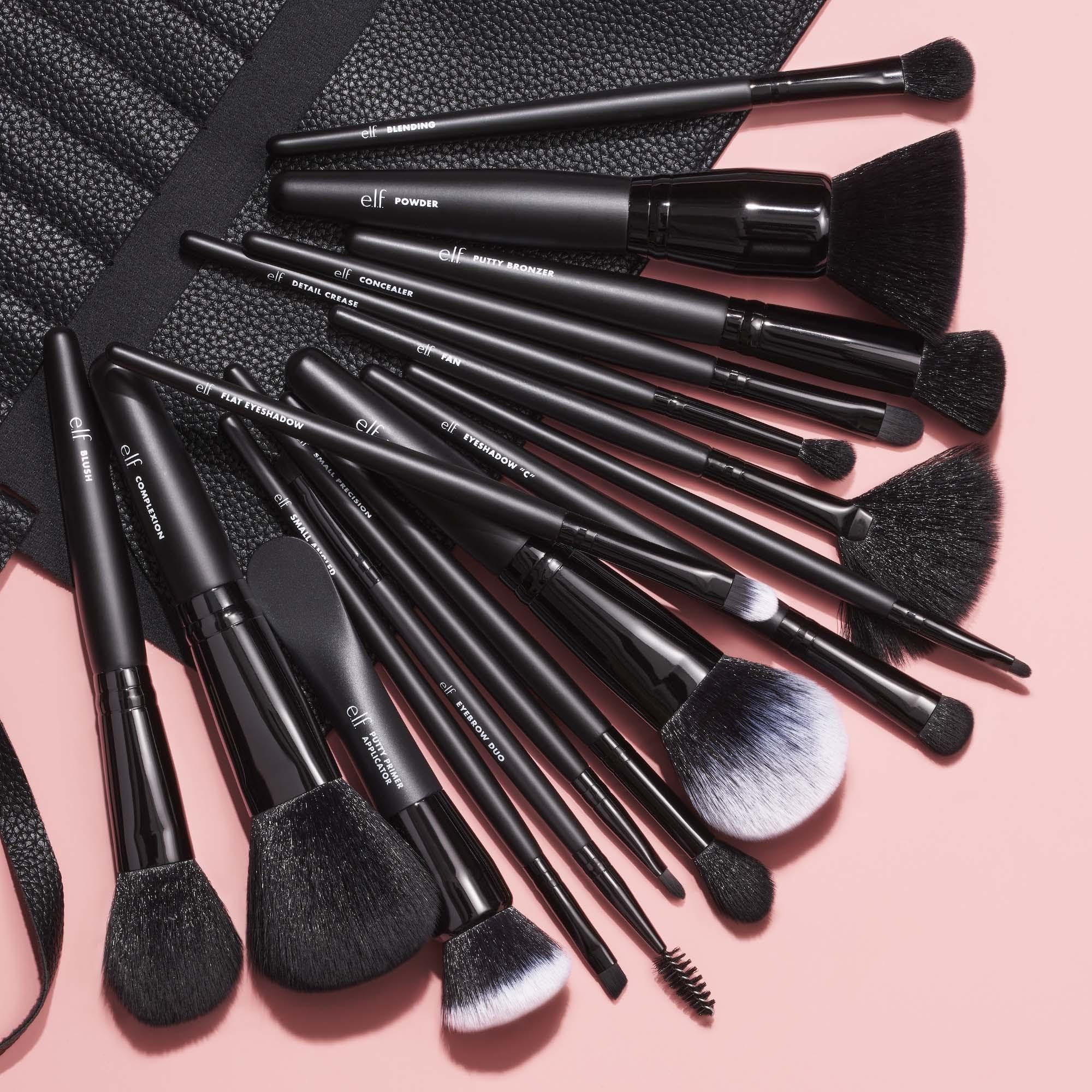 Buy now e.l.f. Ultimate Makeup Brush Set & Travel Roll, 17-Piece Brush Kit, Brushes For Eyeshadow, Foundation, Powder, Concealer & more, Vegan & Cruelty-Free at indiglob india