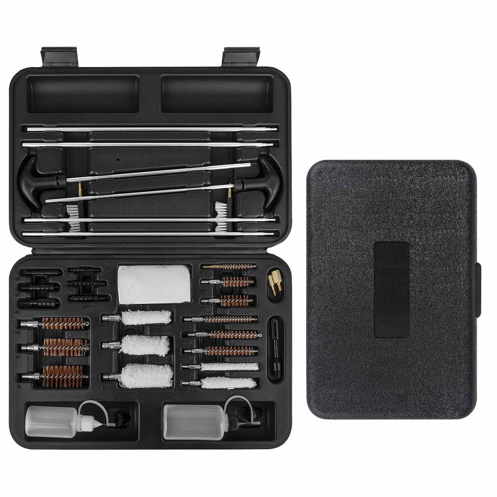 Universal Gun Cleaning Kit for Pistol, Shotgun, Rifle, Handgun, Airgun, Revolver, Cleaning Kit with Brushes, Jags, Slotted Tips, Portable Case