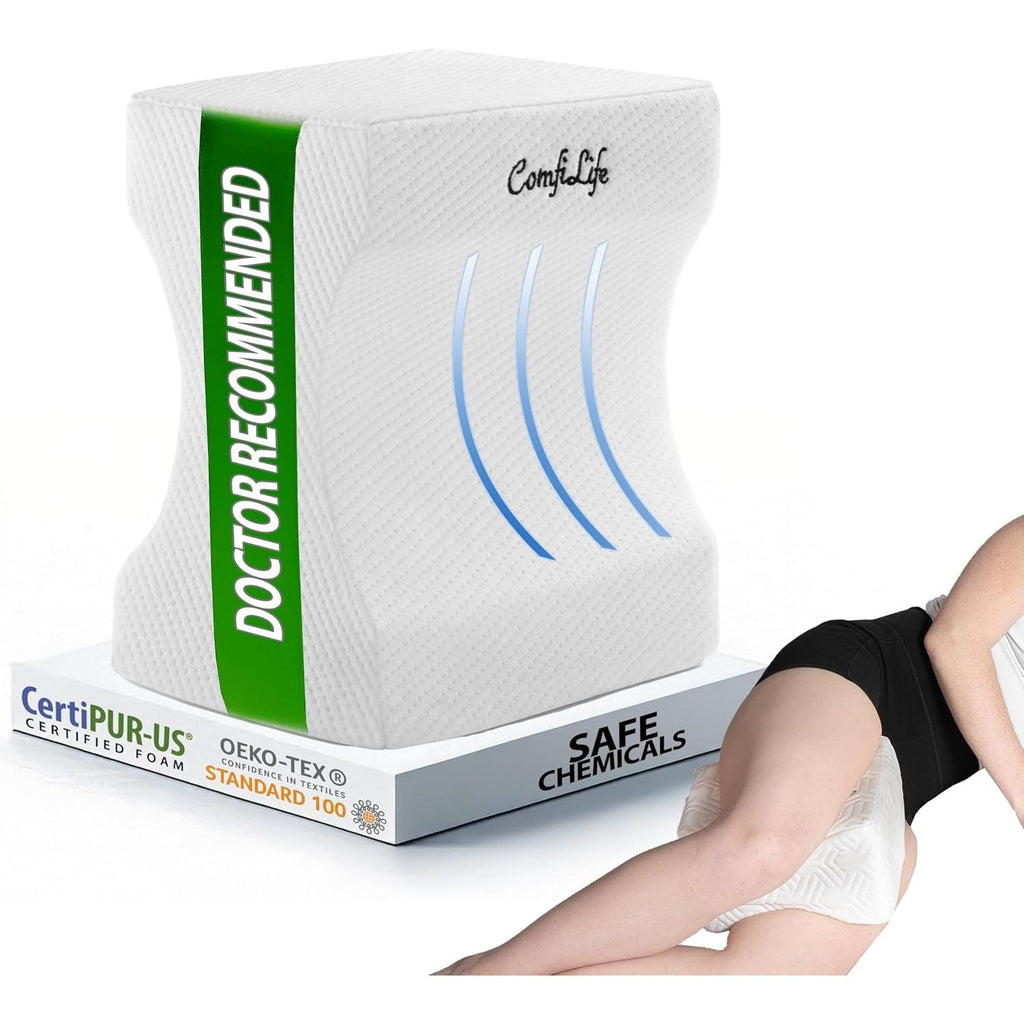Buy now ComfiLife Orthopedic Knee and Leg Pillow for Side Sleepers Sleeping - 100% Polyurethane Foam for Back Pain, Hip Pain Relief Default at indiglob india