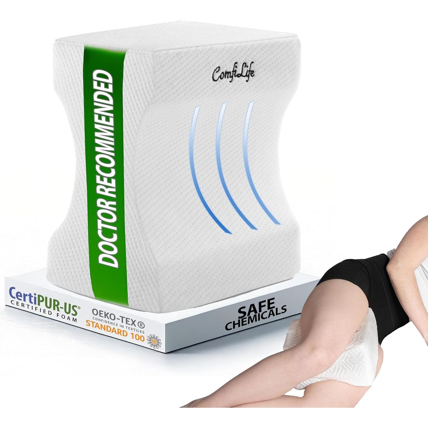 Buy now ComfiLife Orthopedic Knee and Leg Pillow for Side Sleepers Sleeping - 100% Polyurethane Foam for Back Pain, Hip Pain Relief Default at indiglob india