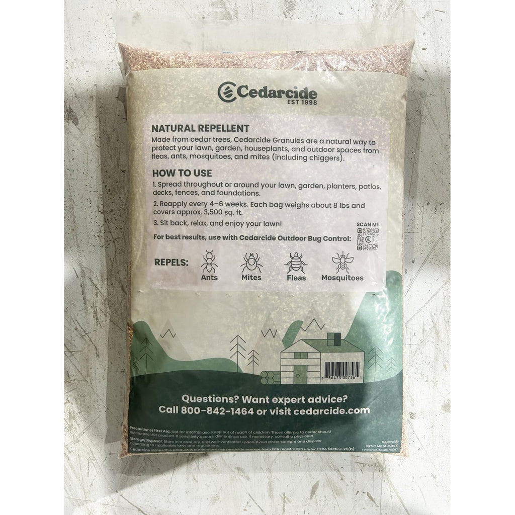 Cedarcide Original Cedar Granules – Cedar Chips for Home & Garden | Repels Ants, Aphids, Spiders, Mosquitos | Smells Great & Easy to Use | 1 Bag (8 lbs)