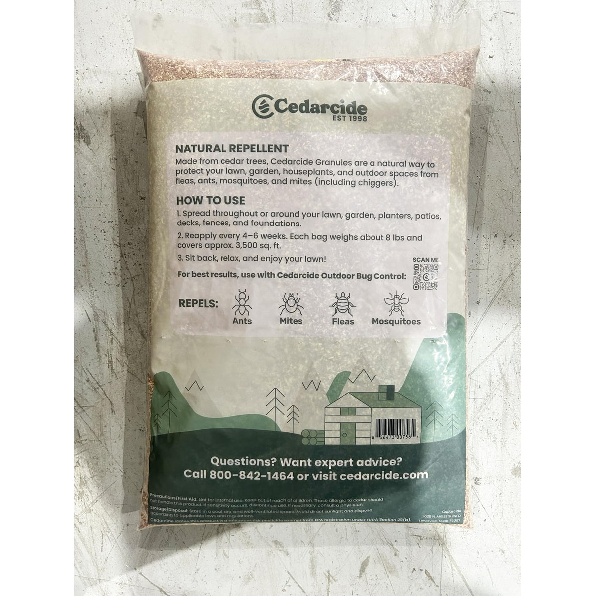 Cedarcide Original Cedar Granules – Cedar Chips for Home & Garden | Repels Ants, Aphids, Spiders, Mosquitos | Smells Great & Easy to Use | 1 Bag (8 lbs)