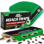 USKICH 40-Pack Roach Traps Indoor, Sticky Cockroach Trap, Glue Roach Traps, Roach Motel, Glue Traps for Roaches, Kid & Pet Friendly (Upgrade Recipe)