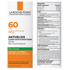 La Roche-Posay Anthelios Clear Skin Sunscreen Dry Touch SPF 60, Oil Free Sunscreen For Face, Oil Absorbing, Broad Spectrum SPF + Antioxidants, Non-Greasy, Oxybenzone Free, Travel Size