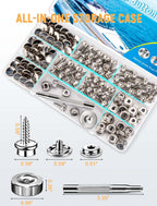 FEAOXYO 150PCS Canvas Snap Button Kit, 3/8" Socket, 304 Stainless Steel