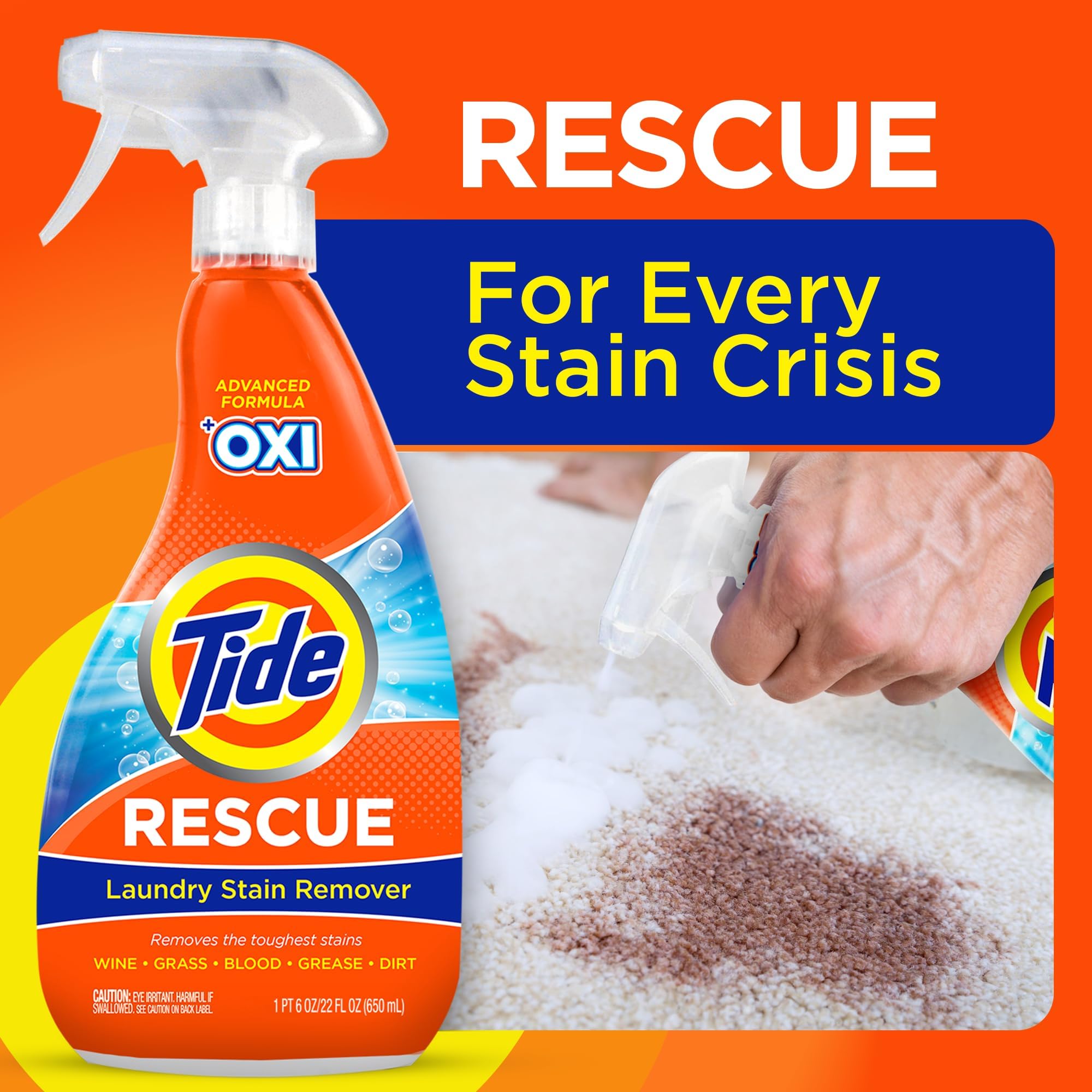 Buy now Tide Laundry Stain Remover Spray with Oxi | Stain Remover for Clothes, Carpet, Upholstery, Pet Bedding | Stain Treater Spray for Tough Stains from Wine, Coffee, Grease | 22 Fl Oz (Pack of 2) & 3 Fl Oz at indiglob india