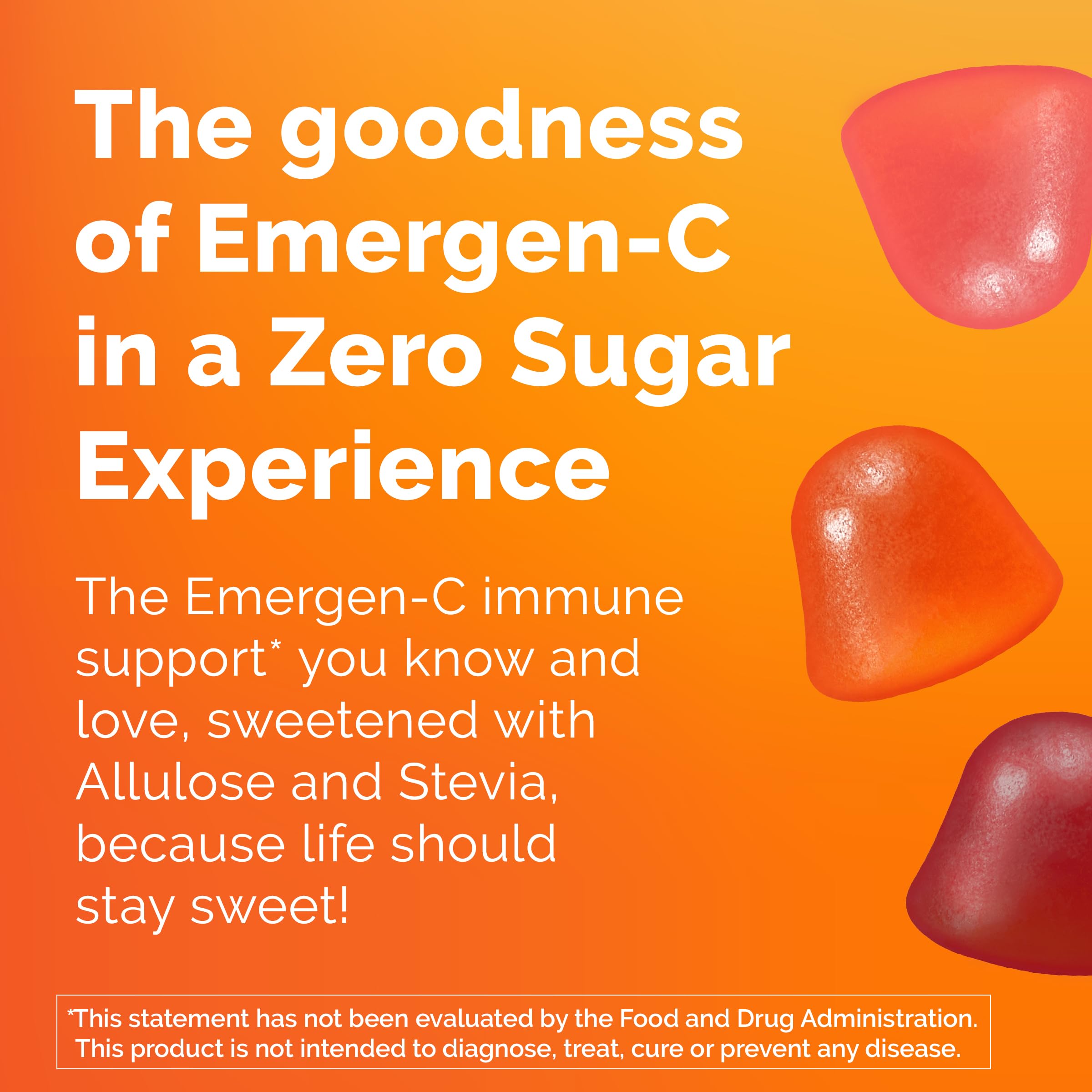Emergen-C Vitamin C 250mg Gummies, Immune Support, Mixed Fruit, 36 Gummies | Zero Sugar, B Vitamins for Energy, Zinc and Manganese, Naturally Flavored, Allulose Sweetened