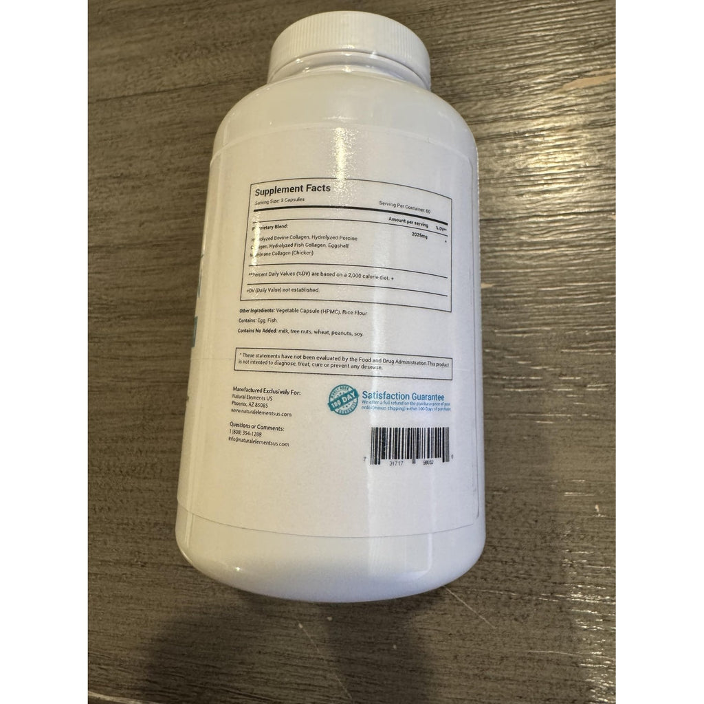 Multi Collagen 180 Protein Capsules - Type I, II, III, V, X Collagen Pills - Proprietary Blend of Eggshell, Chicken, Wild Fish & Grass-Fed Beef Collagen Peptides - 2025mg per serv