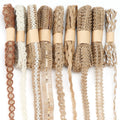 9 Rolls Jute Burlap Lace Ribbon Trim, 18 Meters Decorative Craft Fabric Ribbons for Crafts Wrapping Sewing Wedding Party Decorations