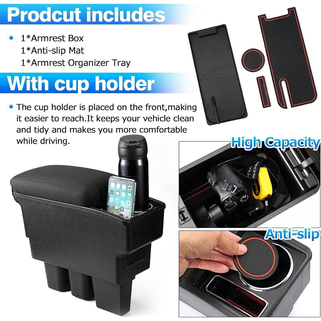 Buy now Autorder Center Console Storage Box for Suzuki Jimny JB64W/JB74W 2018-2025 Accessories Armrest Box Replacement with Cup Holder Insert at indiglob india
