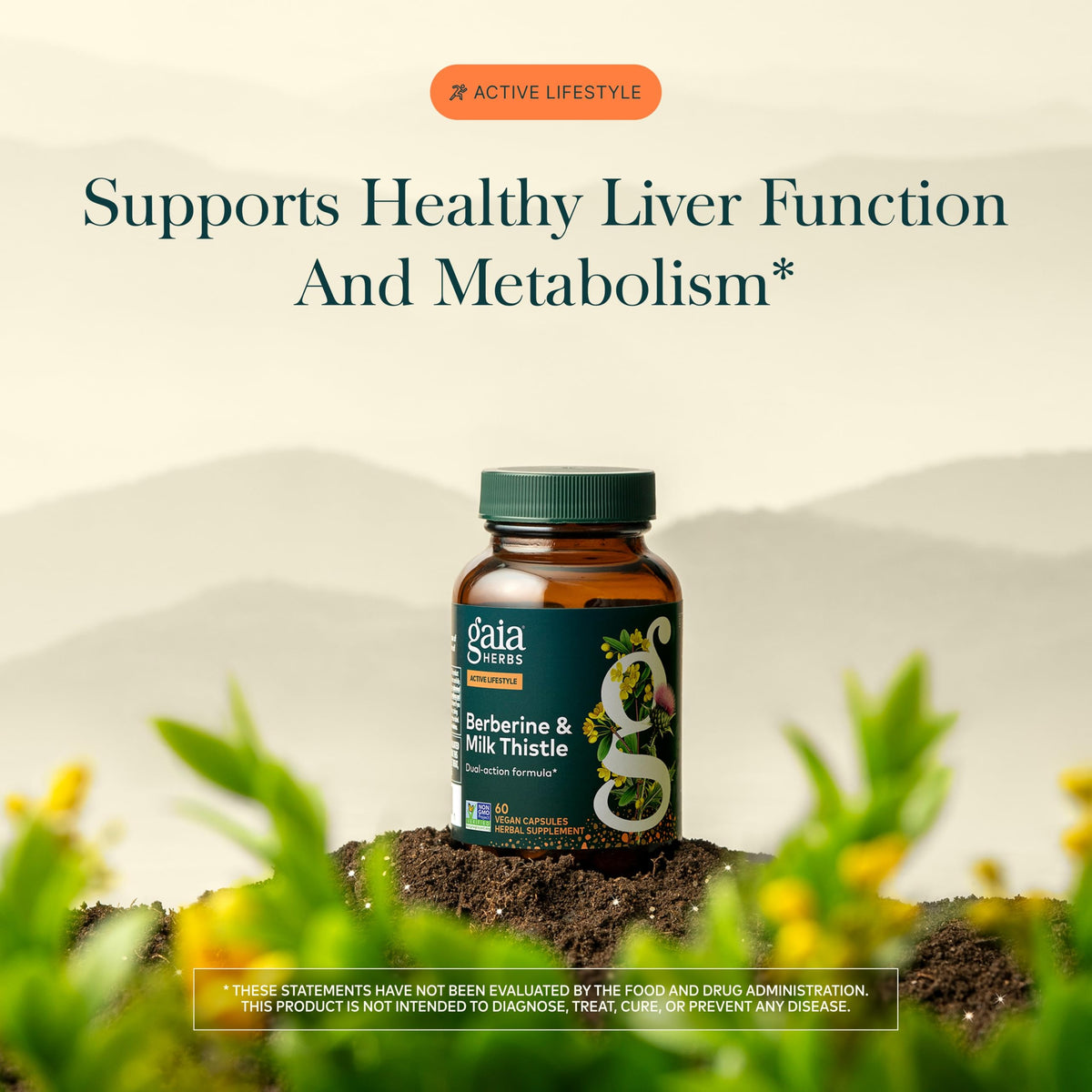Gaia Herbs Berberine & Milk Thistle, 60 Capsules