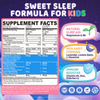 Kids Sleep Gummies, NO Melatonin Sleep Aid Gummies w/ Magnesium Glycinate, Magnesium Malate, L-Theanine, Lavender, B6, Zinc, D3K2 for Restful Sleep, Relax Brain & Muscle, Immune Support, Non-GMO 2Pack