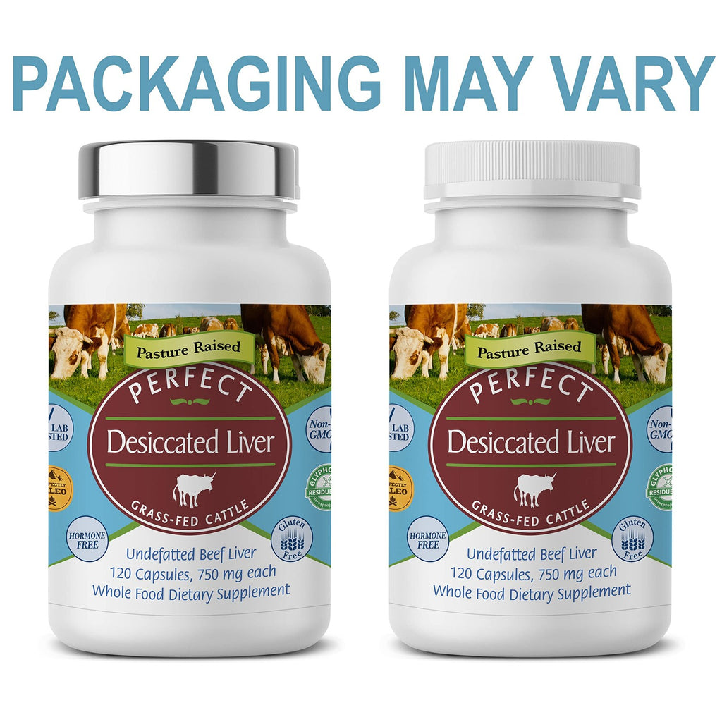 Perfect Supplements – Perfect Desiccated Liver – 120 Capsules - Undefatted Beef Liver – Natural Source of Protein, Iron, Vitamins A & B