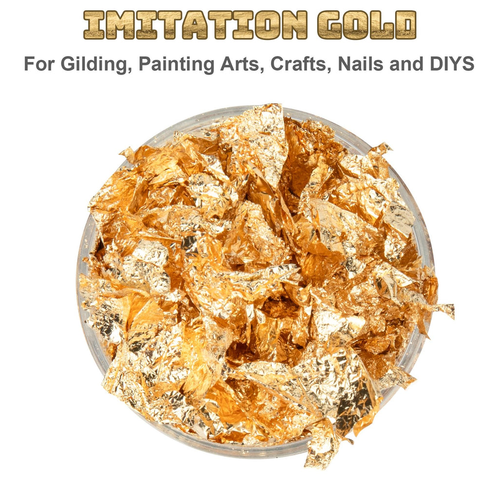 10g Metallic Foil Flakes, Gold Leaf Flakes, Gold Foil Flakes for Resin，for Nail Art, Painting, Crafts, Jewelry Making, DIY Crafts, Slime and Resin Jewelry Making