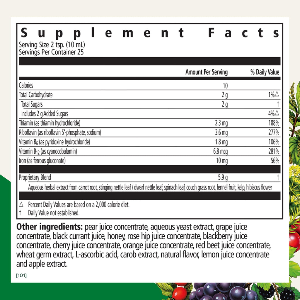 Floradix Iron & Herbs, Herbal Supplement for Men and Women, 8.5 fl oz | Liquid Iron Supplement with Vitamin C, Vitamin B Complex & Ferrous Gluconate Iron for Energy Support & Red Blood Cells*