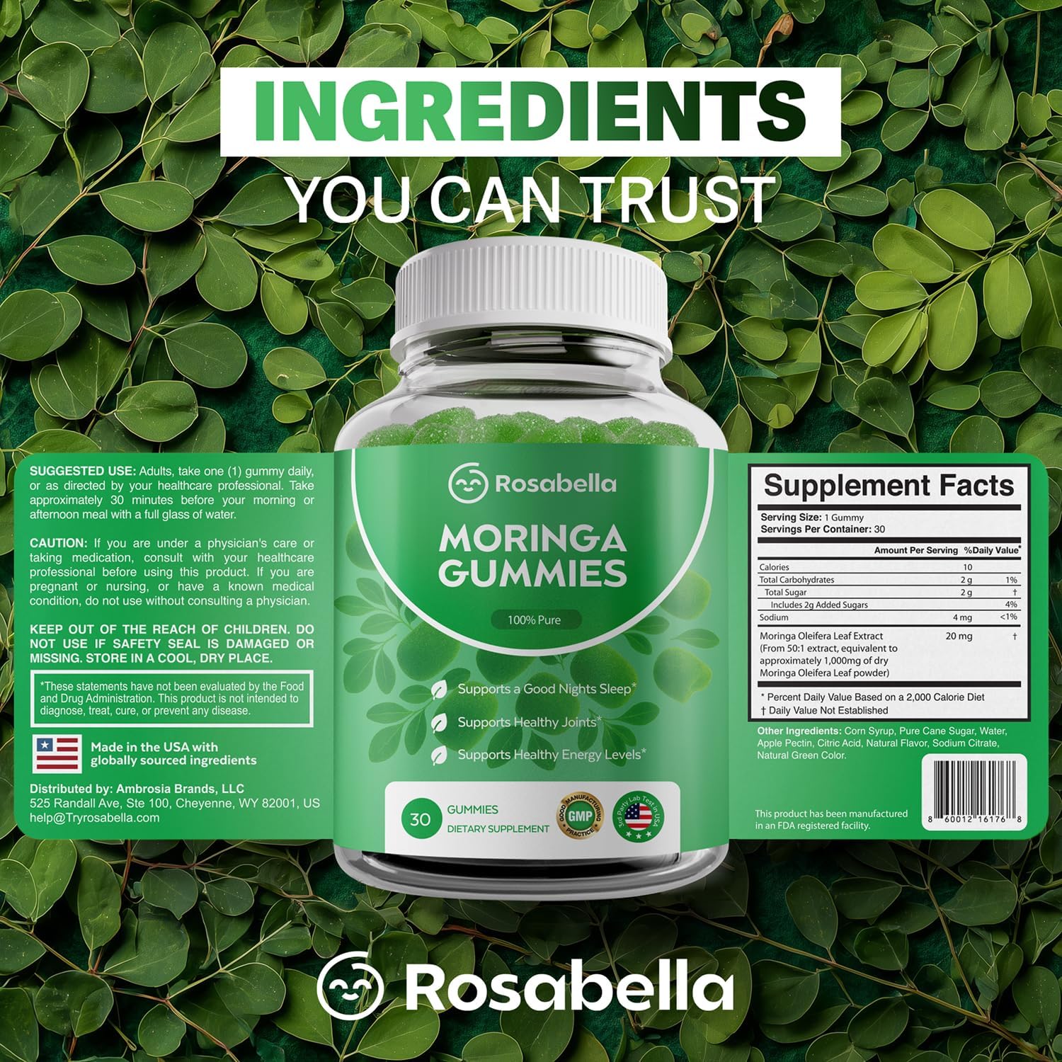 Buy now Rosabella Moringa Gummies â€“ Moringa Leaf Extract 1000mg Equivalent Per Serving â€“ Natural Energy & Balance â€“ Non-GMO, Gluten-Free Superfood Gummies for Women & Men â€“ 30 Count at indiglob india