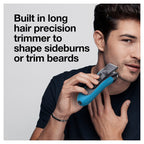 Braun Electric Series 3 Razor with Precision Trimmer, Rechargeable, Wet & Dry Foil Shaver for Men, Blue/Black, 4 Piece | Precision Trimmer, Rechargeable, Wet & Dry, Foil Shaver, 4 Piece