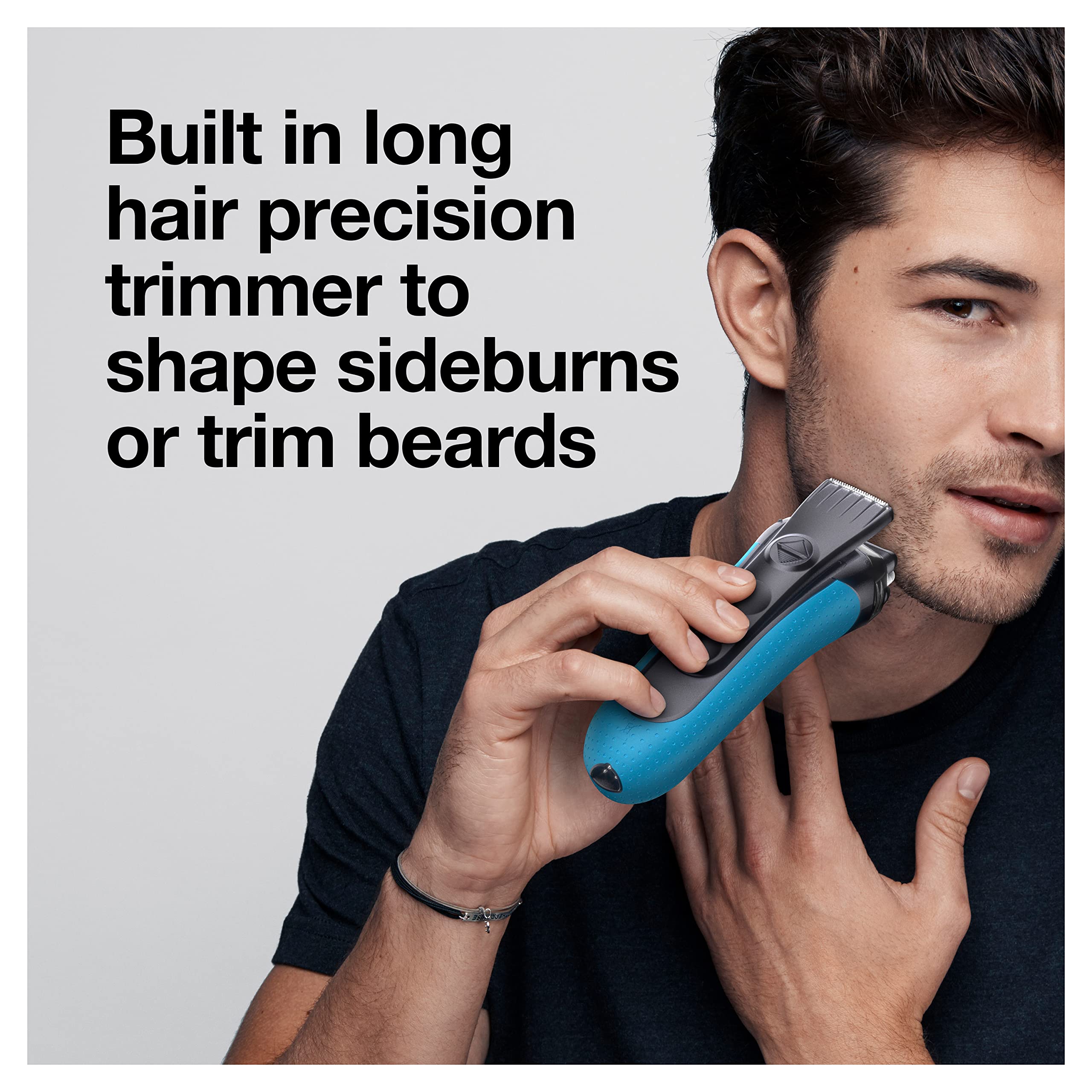 Braun Electric Series 3 Razor with Precision Trimmer, Rechargeable, Wet & Dry Foil Shaver for Men, Blue/Black, 4 Piece | Precision Trimmer, Rechargeable, Wet & Dry, Foil Shaver, 4 Piece