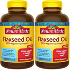 Nature Made Flaxseed Oil 1000 mg Softgels, 180 Softgels | Fish Free Omega 3 Supplement, Dietary Supplement for Heart Health Support, 180 Day Supply