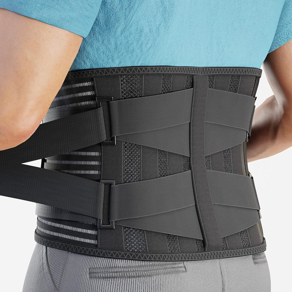 Buy now Modvel Back Brace for Lower Back Pain Women and Men â€“ Lumbar Support Belt for Sciatica, Herniated Disc, Muscle Strain â€“ Adjustable Breathable Work Brace with 6 Stays â€“ Support for Postureâ€“ Size M at indiglob india