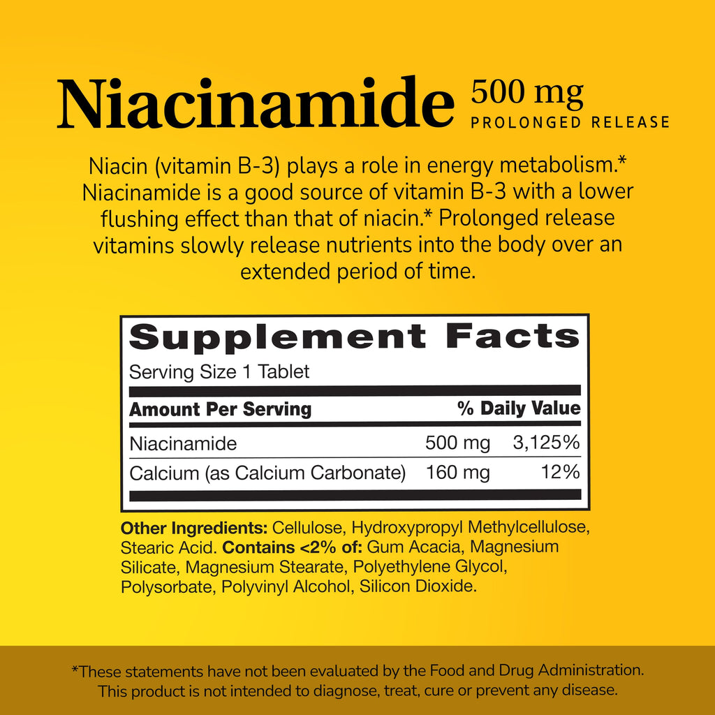 21st Century Niacinamide 500mg Prolonged Release, No Flush, 110 Count | Vitamin B-3 Niacinamide 500 mg, Energy Metabolism & Skin Health Support, No-Flush Formula, Prolonged Release, Non-GMO Tablets