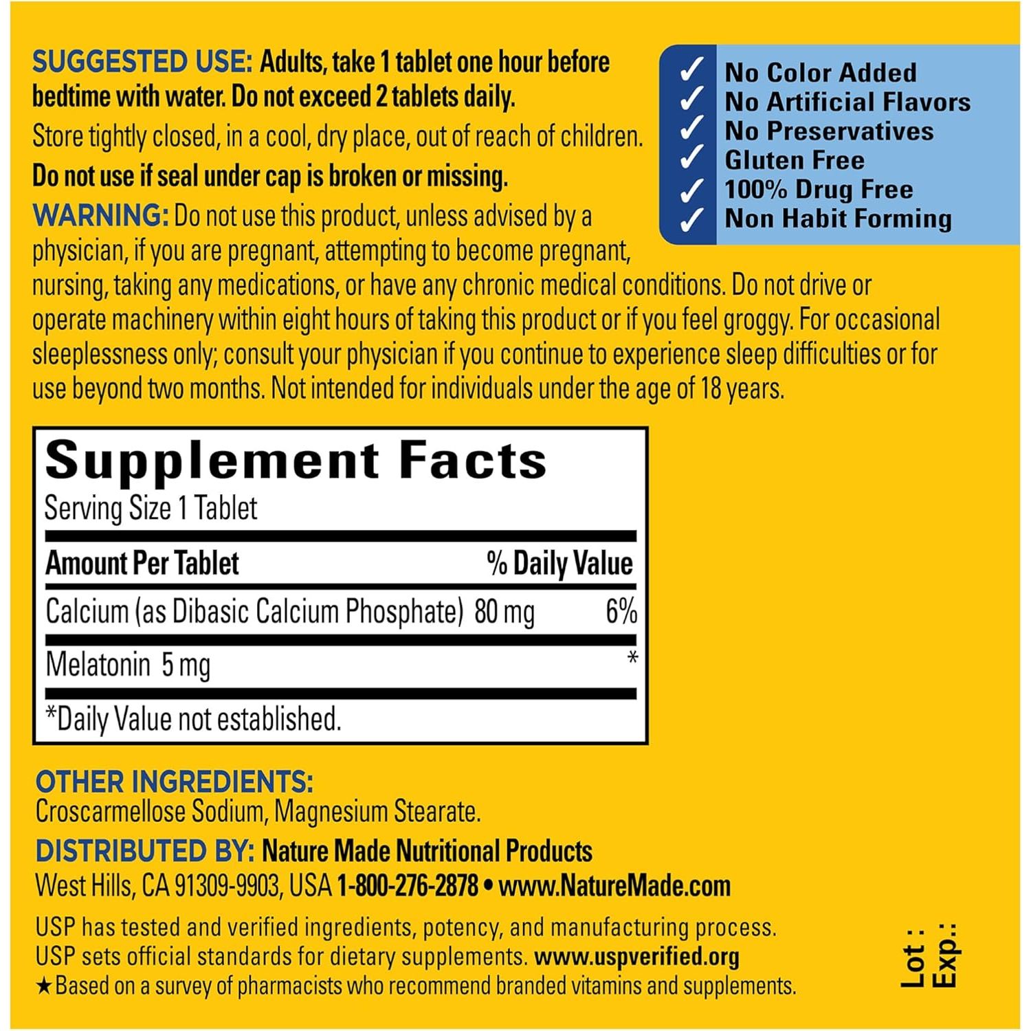 Buy now Nature Made Melatonin 5mg Tablets Extra Strength, 100% Drug Free Sleep Aid for Adults, 90 Tablets, 90 Day Supply at indiglob india