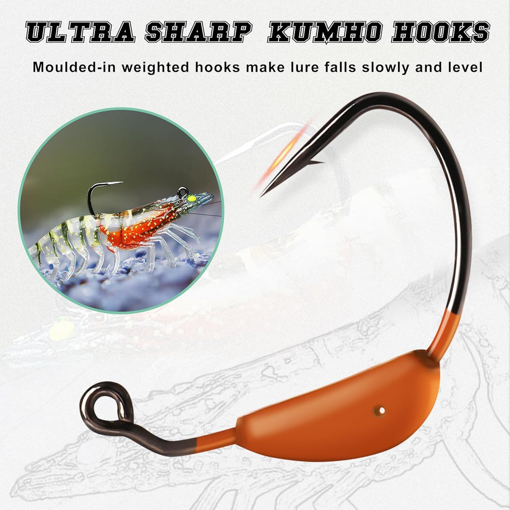 Buy now TRUSCEND Pre-rigged Fishing Jig Lures for Freshwater and Saltwater, Innovative Super Durable TPE Bass Lures, Lifelike Shrimp Crayfish Swimbait, Weedless Lure for Crappie Trout Walleye, Keep Separately at indiglob india