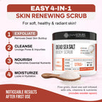 pureSCRUBS Premium Coconut Body Scrub: 4-in-1 formula exfoliates, cleanses, nourishes, and moisturizes for radiant skin.