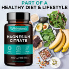 Magnesium Citrate Powder Capsules 400mg - 180 Count Veg Caps - PhiNaturals | Nervous system & Muscle Support · 400 mg High-absorption Mag Citrate Pills · Non-GMO Vegan Capsules - Citrato de Magnesio