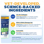 Jope Hip & Joint Supplement for Dogs Large, Medium, Small - Joint Chews w/UC-II® Collagen - Proven Better Than Glucosamine Chondroitin in Canine Health - Veterinarian Formulated, Omega 3 & Curcumin