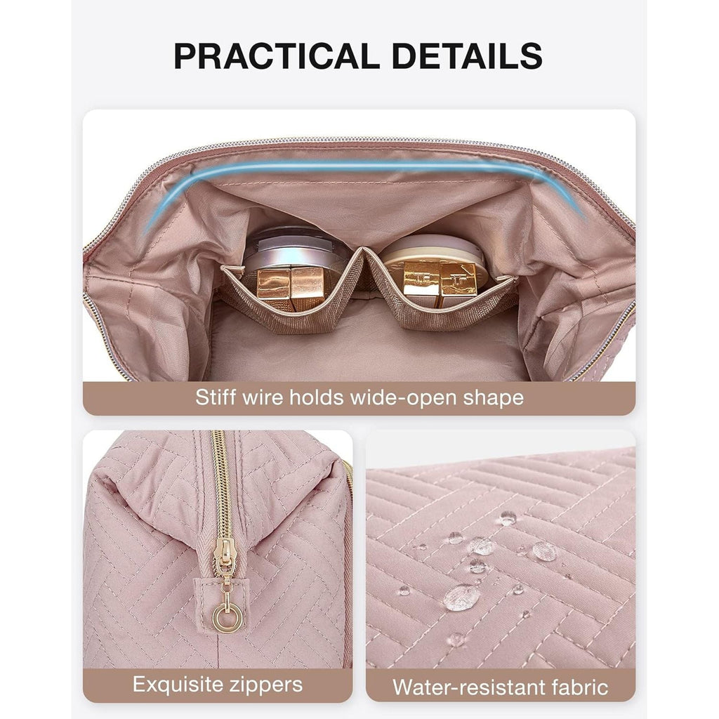 Buy now BAGSMART Travel Makeup Bag, Cosmetic Bag Make Up Organizer Case,Large Wide-open Pouch for Women Purse for Toiletries Accessories Brushes at indiglob india