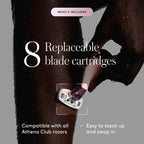 Athena Club Women's Razor Blade Refills, 5-Blade Cartridges, 8 Count | Shea Butter & Hyaluronic Acid Infused Stainless Steel Razors for Women , Great for Sensitive Skin , 8-Pack Refill