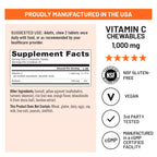 NatureWise Extra Strength Vitamin C Chewable 1000mg for Adults - Natural Orange Flavor - Immune System & Antioxidant Support - Non-GMO, Vegan & Sugar Free - 90 Chewable Tablets[45-Day Supply]
