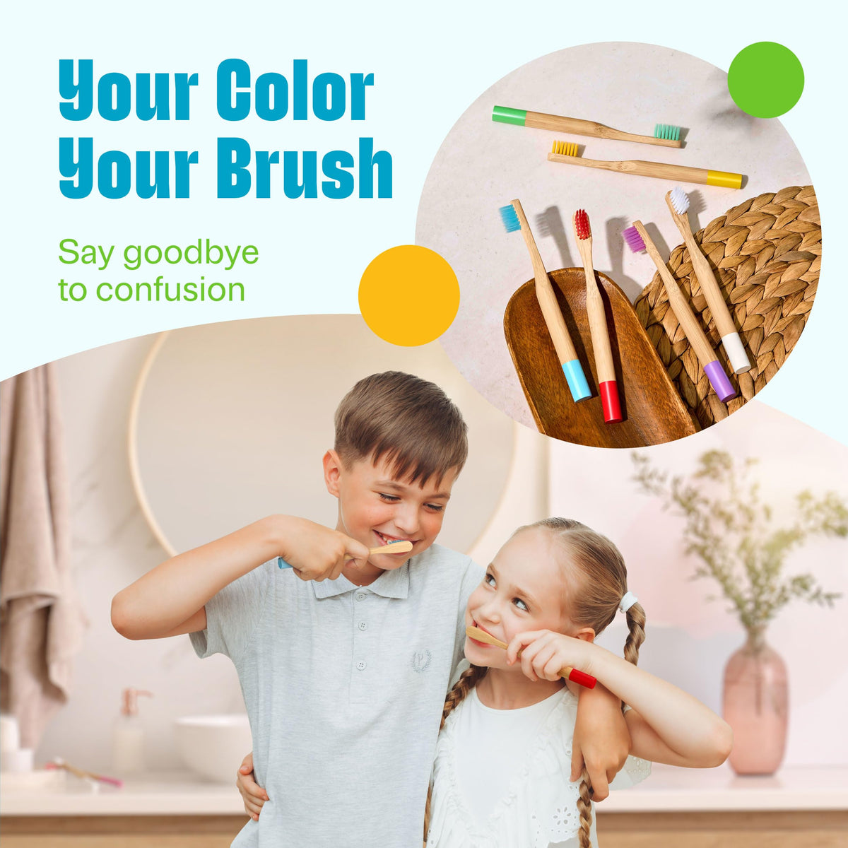 VIVAGO Kids Toothbrush - Kids Bamboo Toothbrushes with Soft Bristles 6 Pack